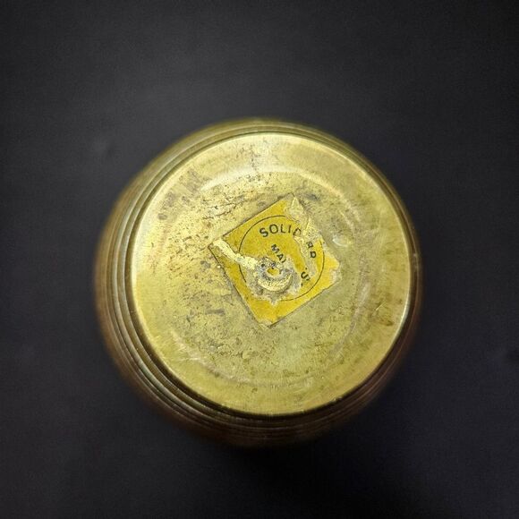 Vintage Mid Cenutry Modern Solid Brass Ribbed Ripple Beehive Italian Vase 9" - Picture 3 of 5